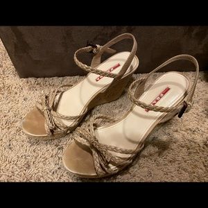 Prada Tan/Brown Wedge Sandals